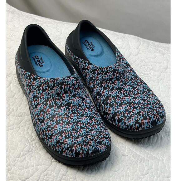 Crocs Women’s Size 9 Floral-Print Triple-Comfort Rubber Clogs – Lightweight EVA - Picture 1 of 10